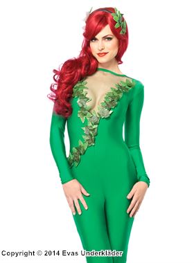 Poison Ivy, Kostüm-Catsuit, Mesh-Einlage, Blätter